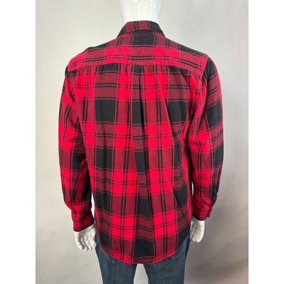 Mens Red & Black Plaid Button-Up Shirt By St. Johns Bay M - Picture 9 of 16